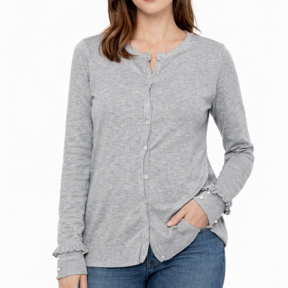 Christopher & Banks Light Gray Button Down Shirt